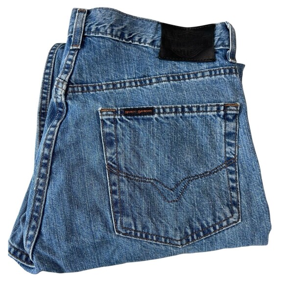Harley Davidson Straight Leg Jeans Blue 5 Pocket Medium Wash Mens 36 x 32 - Picture 1 of 11
